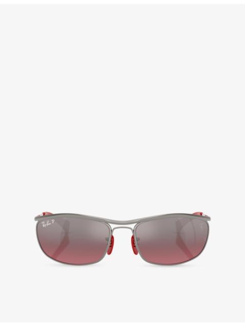 Ray-Ban RB3819M Scuderia Ferrari Oval-Frame Metal Sunglasses