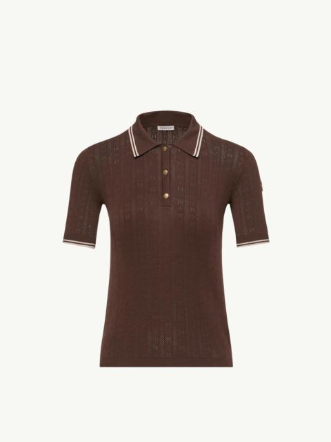 Moncler Rhombus & Logo Pattern Cotton Polo Shirt