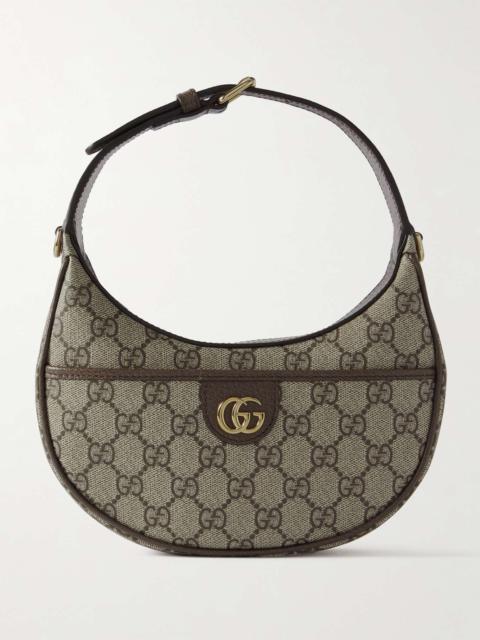 GUCCI Ophidia leather-trimmed printed coated-canvas shoulder bag