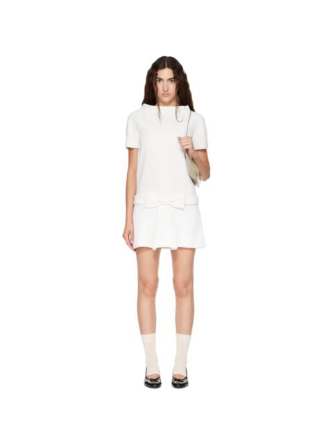 SHUSHU/TONG White Bow Detail Short-Sleeved Minidress