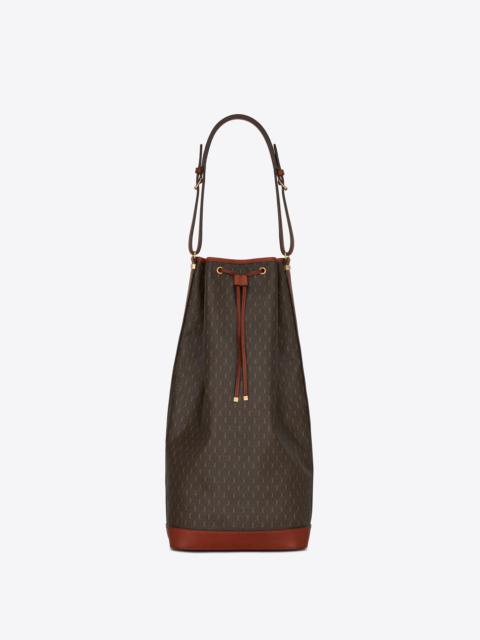SAINT LAURENT le monogramme long bucket bag in monogram canvas and smooth leather