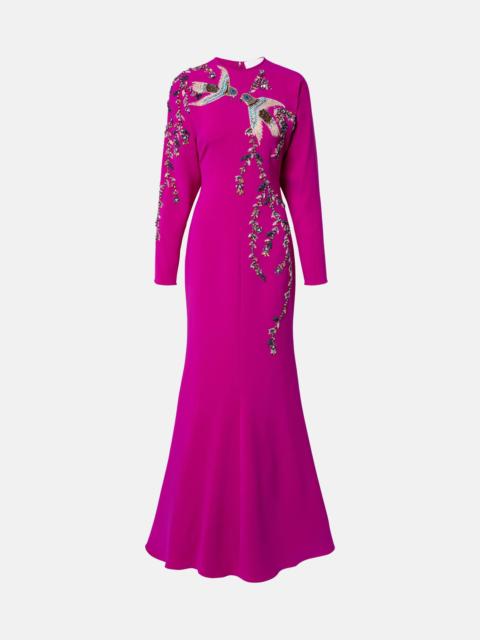 COSTARELLOS Marla crystal-embellished crêpe gown