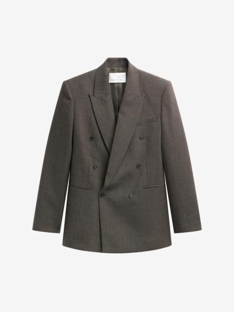 The Frankie Shop Monterey Structured Wool Blazer - Olive Glen Plaid