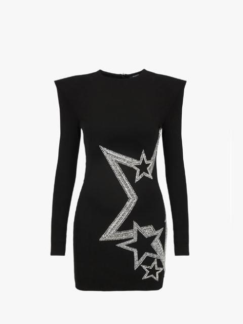 Balmain Short black and silver embroidered dress