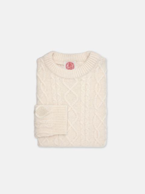 J. PRESS MADE-IN-NORWAY CREAM ARAN KNIT SWEATER