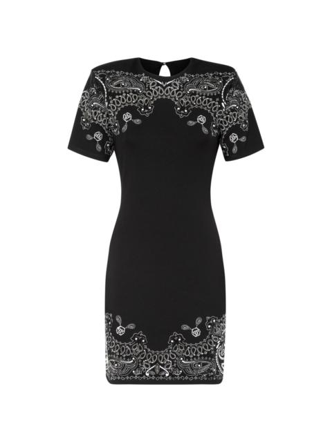 paisley-print crew-neck minidress