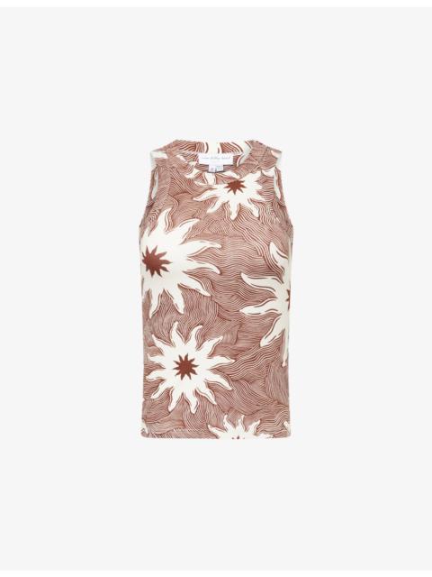 Never Fully Dressed Soleil Dorris Printed Rib Stretch-Jersey Top