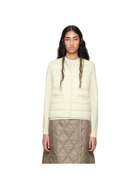 Moncler White Paneled Down Cardigan