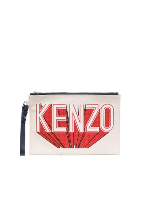 KENZO logo-print canvas clutch bag