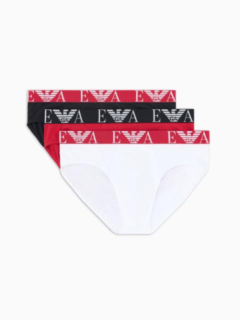EMPORIO ARMANI THREE-PACK OF BRIEFS WITH BOLD MONOGRAM LOGO