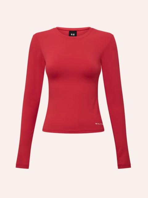 P.E NATION FOUNDATION LONG SLEEVE TOP IN COLLEGE RED