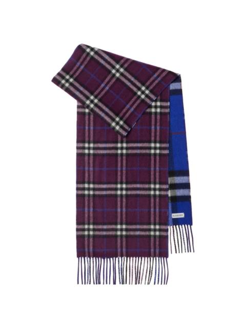 reversible checked cashmere scarf