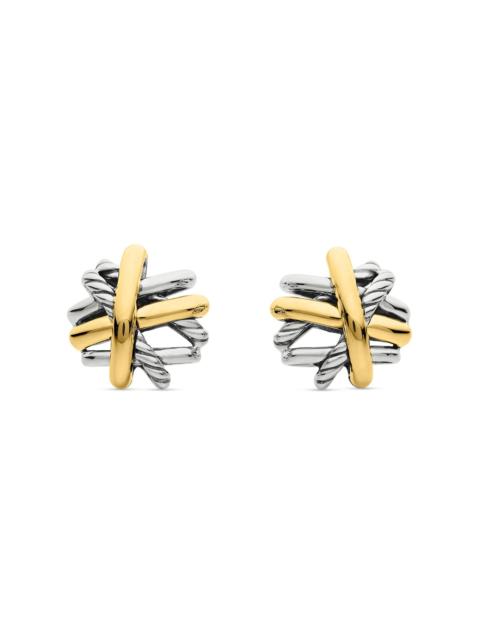 DAVID YURMAN Women's Crossover Stud Earrings in Sterling Silver with 18K Yellow Gold, 11MM - Silver
