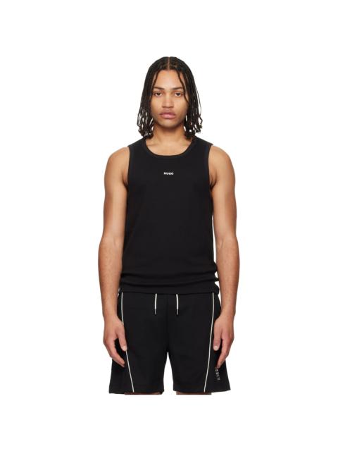 HUGO Black Contrast-Logo Slim-Fit Stretch Cotton Tank Top