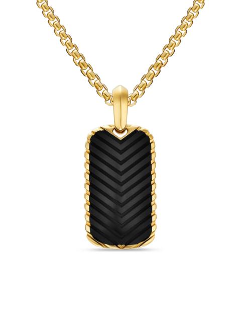 DAVID YURMAN Men's Chevron Tag in 18K Yellow Gold - Black Onyx