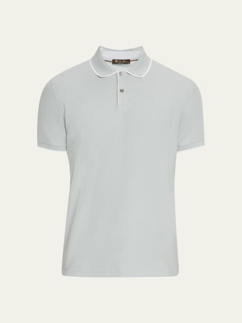 Loro Piana Men's Brentwood Tipped Jersey Pique Polo Shirt
