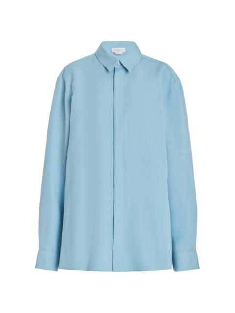 GABRIELA HEARST Nicolas Shirt in Mineral Blue Silk Wool Cady