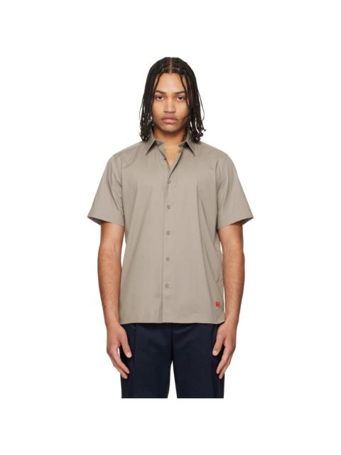 HUGO Taupe Relaxed-Fit Stretch Cotton Shirt