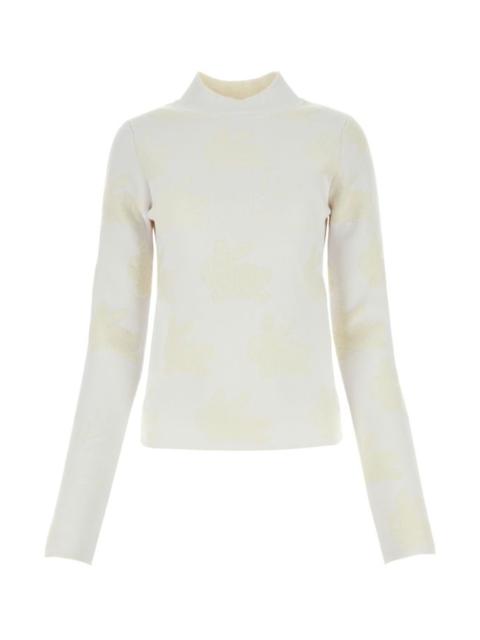 Embroidered stretch polyester blend sweater