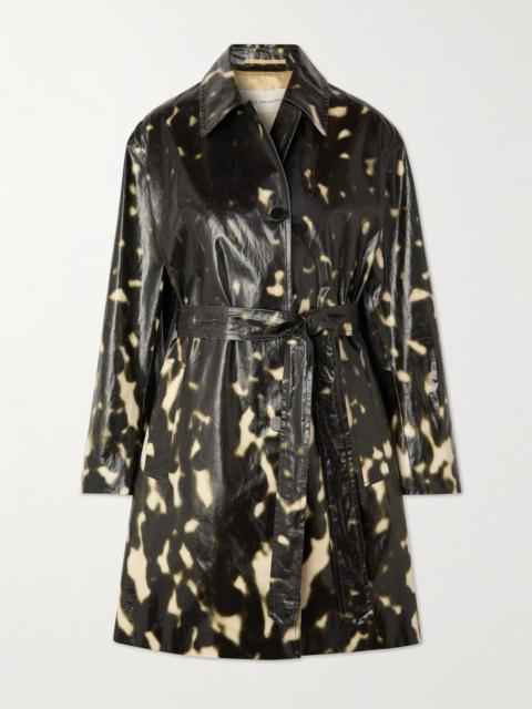 Dries Van Noten Belted Printed Coated Cotton-canvas Trench Coat