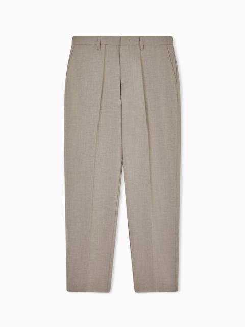 EMPORIO ARMANI POLYESTER SEERSUCKER TROUSERS