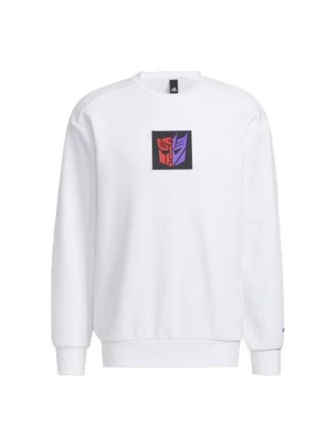 adidas adidas x Transformers Crossover Limited Pattern Printing Round Neck Pullover Long Sleeves White HM74