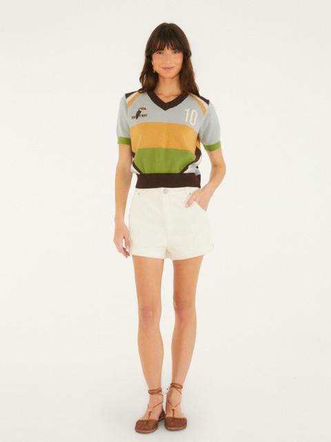 FARM RIO Multicolor Toucan Short Sleeve Knit Top