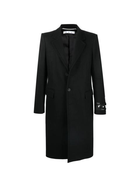 Off-White logo embellished single-breasted coat