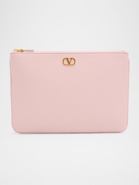 Valentino Medium VLOGO Leather Flat Pouch Bag