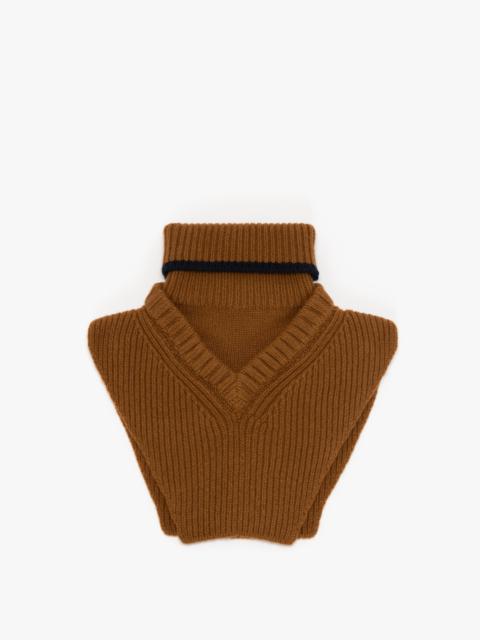 Victoria Beckham Knitted Polo Neck Bib In Camel-Navy