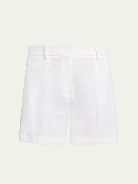 Theory Pleated A-Line Linen-Blend Shorts