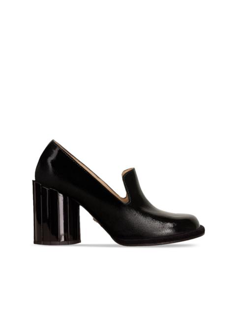 round heel patent-leather loafers