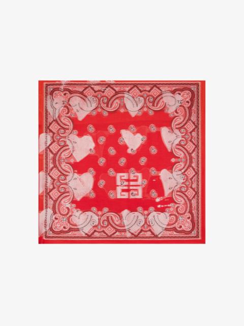 Givenchy LARGE SCARF IN COTTON WITH STENCIL EFFECT HEART PRINT