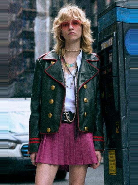 R13 LEATHER SHRUNKEN PEACOAT