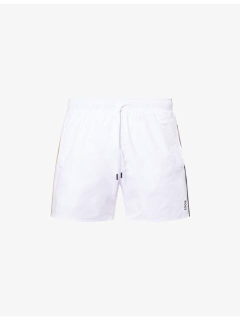 BOSS Iconic Stripe-Trim Swim Shorts