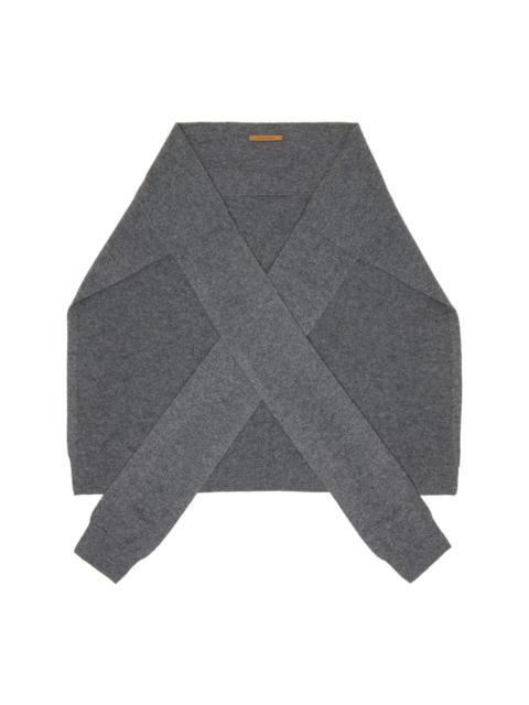 LE17SEPTEMBRE Gray Pure Cashmere Knit Muffler Scarf