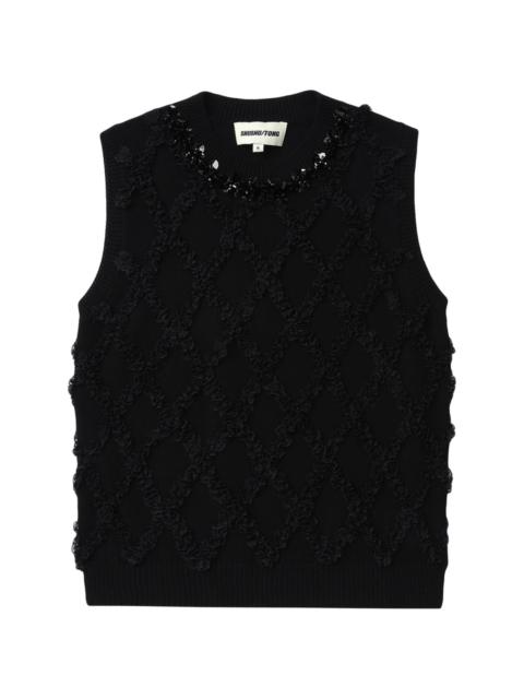 SHUSHU/TONG diamond-pattern knitted vest