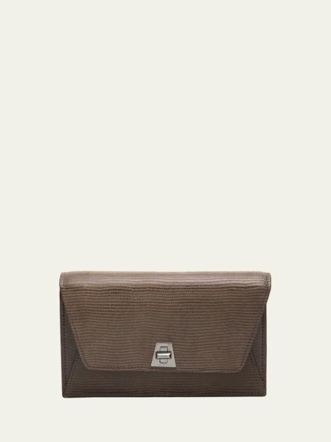 AKRIS Anouk Lizard-Print Clutch Bag w/ Chain