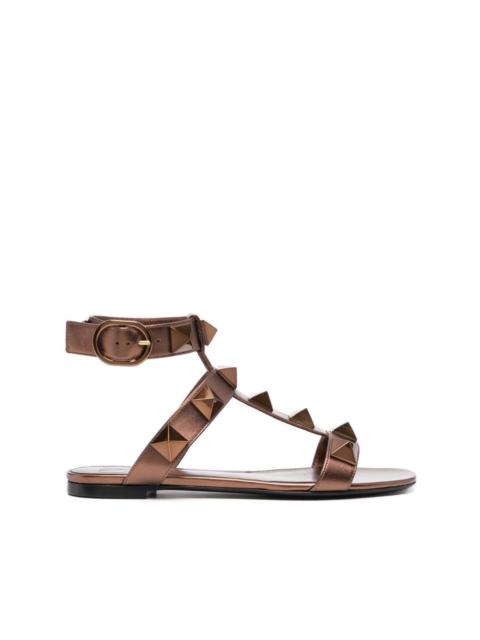 Valentino Roman Stud flat leather sandals
