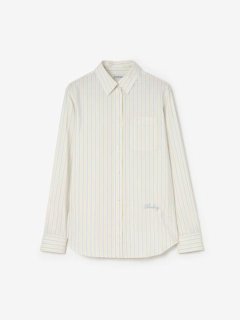 Burberry Classic Fit Striped Silk Cotton Shirt
