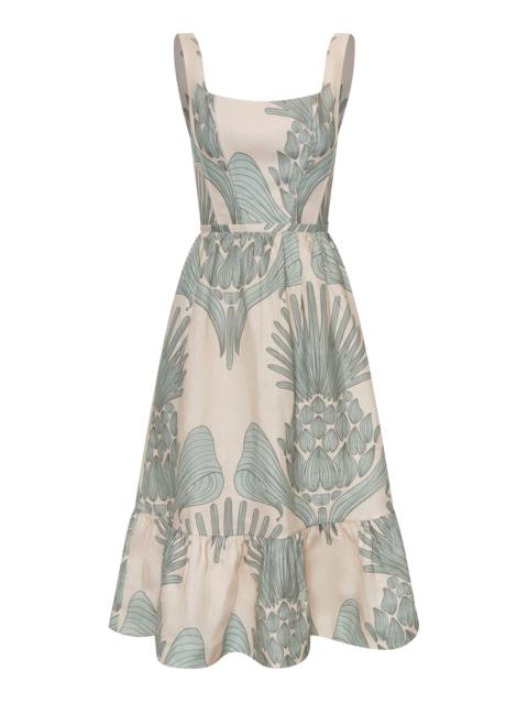 ANDRES OTALORA En tus Ojos Printed Linen Midi Dress print
