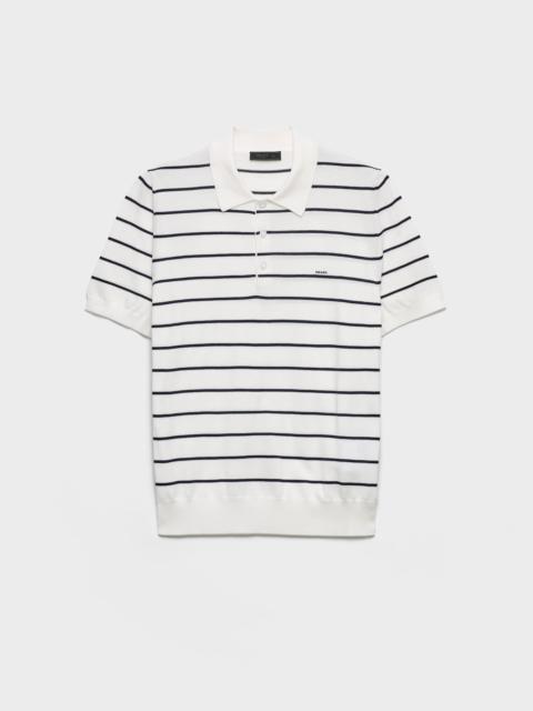 Prada Short-sleeved striped cotton polo shirt