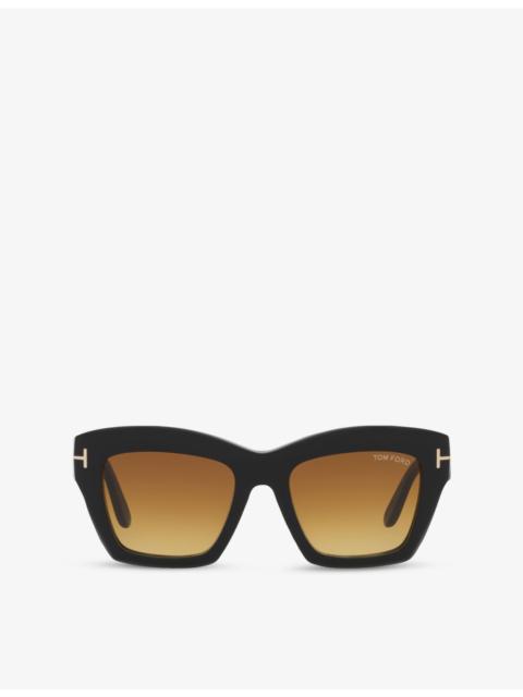 TOM FORD FT1191 Luna Rectangle-Frame Acetate Sunglasses