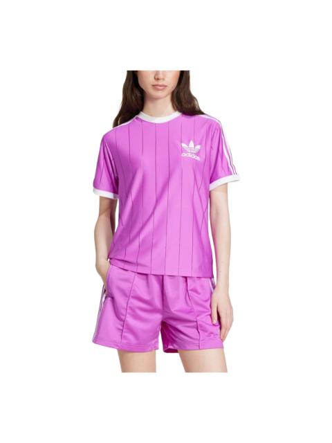 adidas (WMNS) adidas Adicolor 3-Stripes Pinstripe T-Shirt 'Purple' IY7225