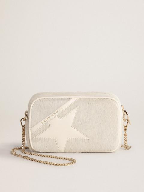 Golden Goose Mini Star Bag in heritage white leather with tone-on-tone star