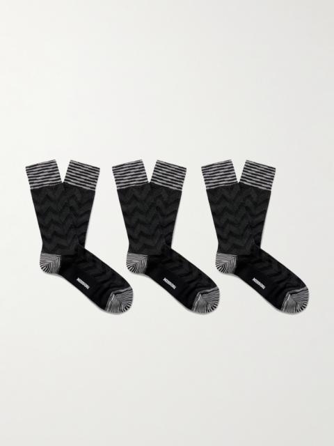 Missoni Three-Pack Crochet-Knit Cotton-Blend Socks