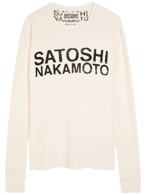 SATOSHI NAKAMOTO Satoshi Nakamoto Logo-printed Waffle Cotton top