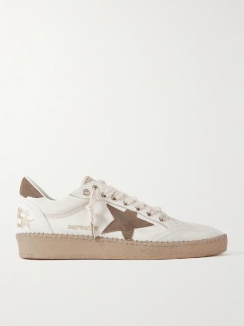 Golden Goose Ball Star Distressed Suede-trimmed Canvas Sneakers