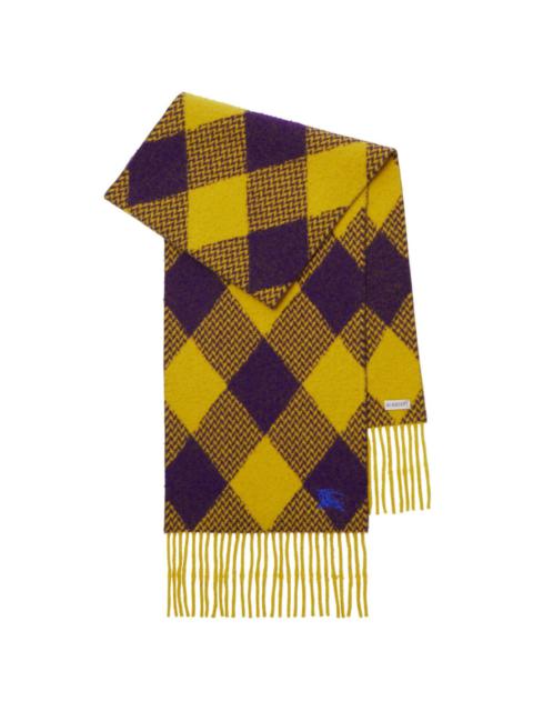 argyle check-pattern wool scarf