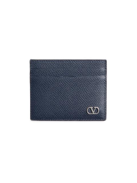 Valentino Men's VLogo Signature Cardholder in Grainy Calfskin - Marine